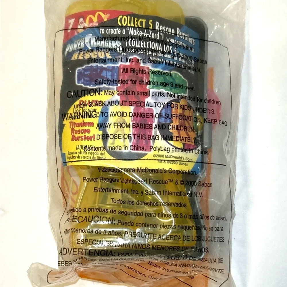 2000 Power Rangers Rescue #7 Yellow McDonald's Happy Meal Toy Ranger MMPR